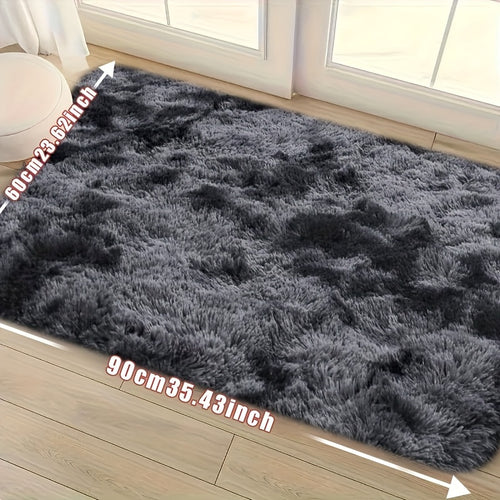 1pc Cozy Tie-Dye Plush Mat – Soft, Absorbent, Non-Slip,, Perfect for Living Room & Bedroom Décor, Modern Luxury Home Accent, Machine Washable Polyester Material, Rugs for Living Room