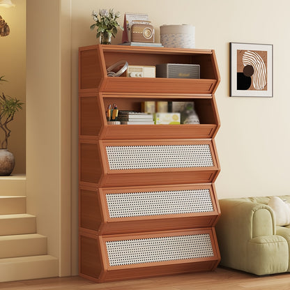 Stackable Bamboo Shoe Rack 20-33.85in With 1 Flip Drawer Narrow Freestanding Storage For Entryway Living Room