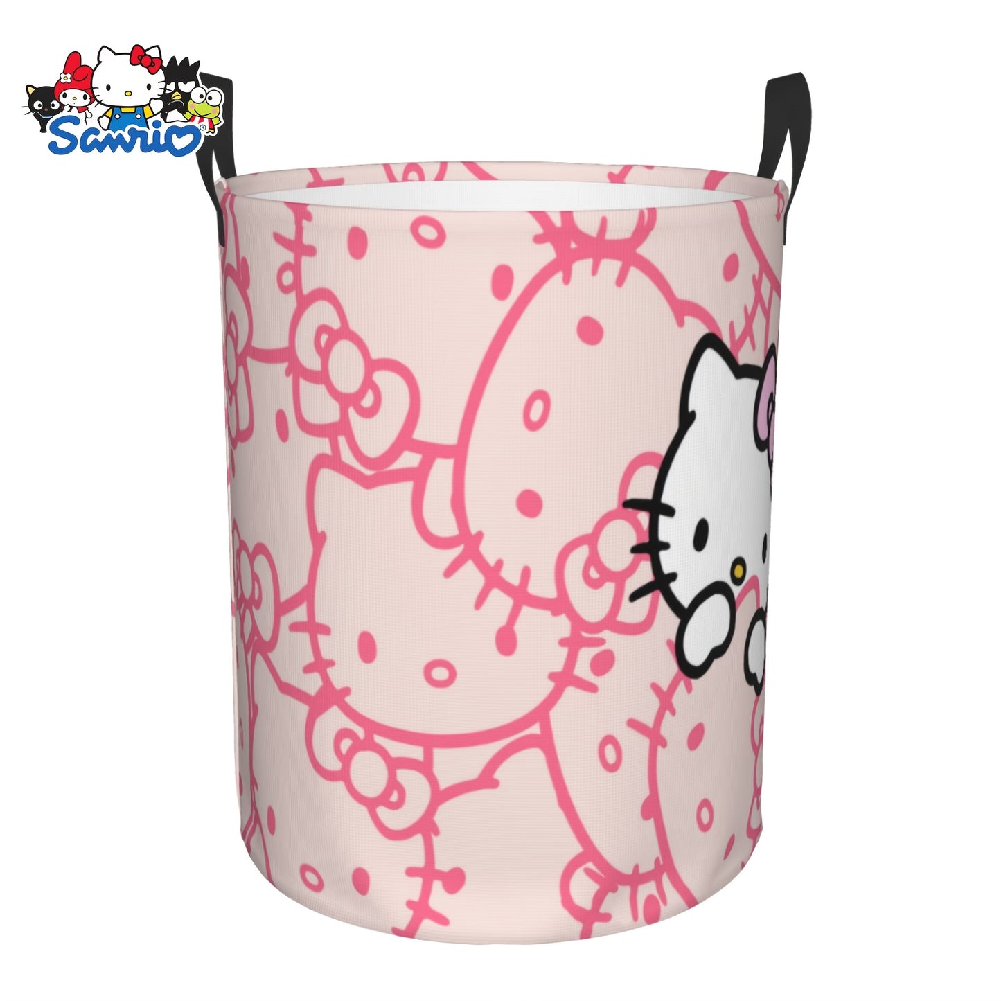 Sanrio Official Hello Kitty Laundry Basket - Cute Iconic Face Collapsible Hamper with Sturdy Handle, Portable Oxford Cloth Portable Storage Suitable for &, Laundry (), Laundry Baskets