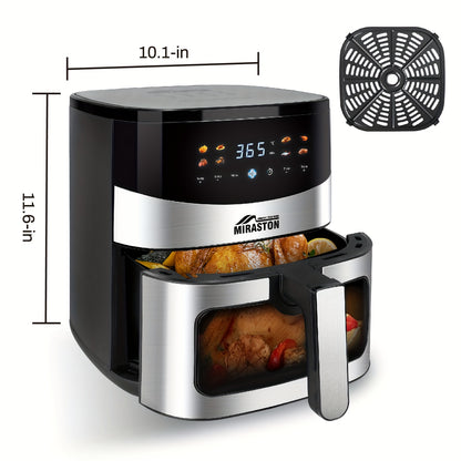Air Fryer Smart Touch Screen – 2.8QT & 6.5QT with Color Icons, Viewable Window, 8 Preset Recipes & Manual Adjustments, Dishwasher-Safe Basket for Family Meals & Party Cooking