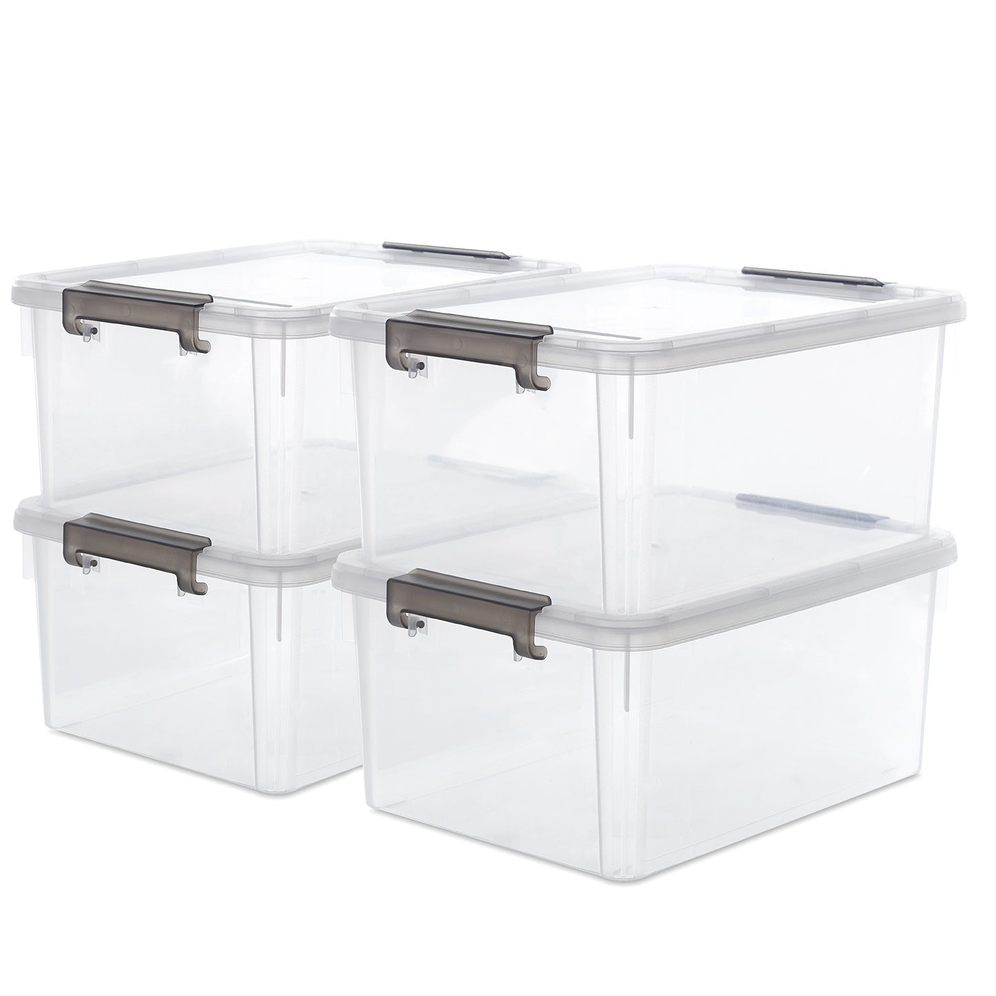 Citylife 17 Quart Plastic Storage Bins with Latching Lids - 4 Packs Stackable Storage Containers - Clear Plastic - For Garage, Closet, Kitchen Organization - Ideal for Home Storage & Decluttering