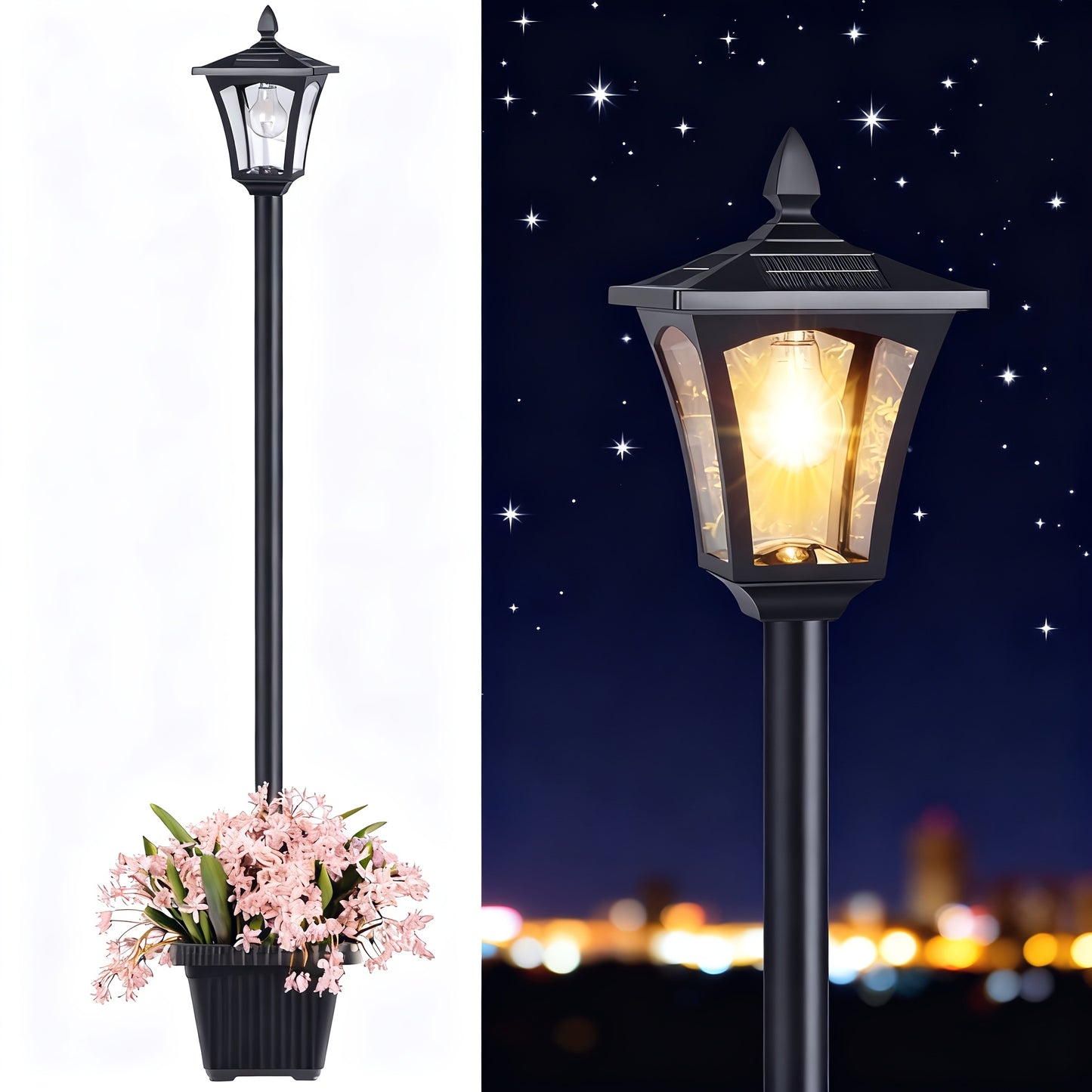 Solar Post Light, Warm White Light, Suitable for Outdoor Garden Decoration, 1pc IP44 Solar Pathway Light with Path Lighting and Festive Landscape Design - Perfect for Christmas and New Year Festive Atmosphere (60LM)