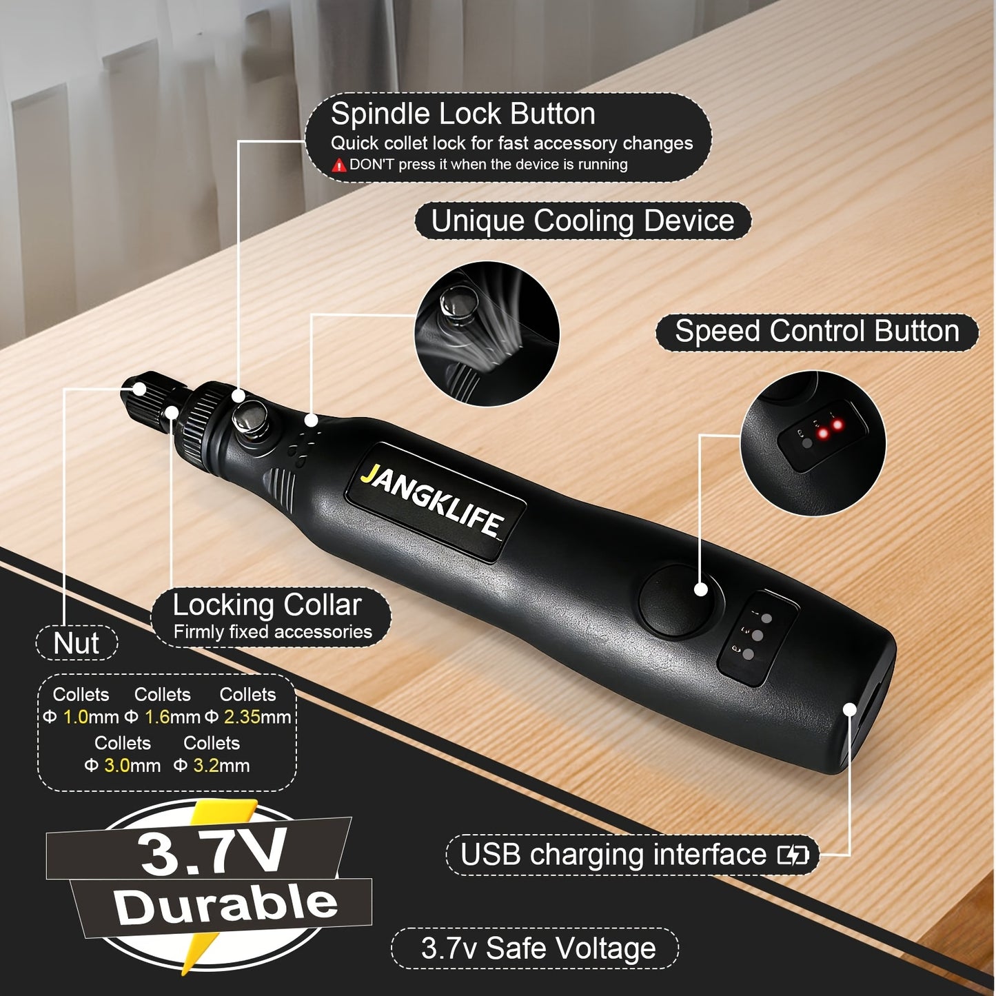A Set of Cordless Rotary Tools, a Rechargeable Engraving Pen with a Battery, an Electric Adjustable-Speed Engraving Pen, Portable Wood Carving Tools for Grinding, Polishing, And Etching.