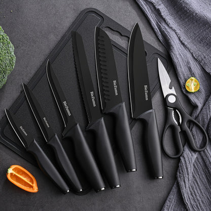 Kitchen Knife Set 3/14pcs, Multi-purpose Kitchen Knife, Steak Knife, Chef'S Knife, Fruit Knife, Scissors, Storage Knife Convenient - Black And White Selection - BieZumn, Holiday Gift, Affordable Set Essential For The Kitchen, Restaurant Use