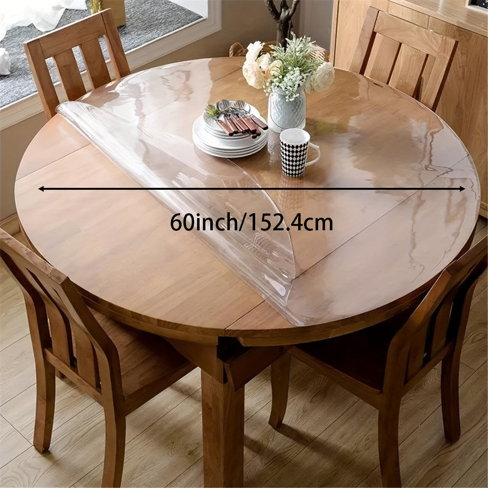 1pc Clear Tablecloth, Round PVC Table Cover, 2Mm Table Protector, Easy to Clean, Scratch-Resistant, Vinyl Circle Table Top Protector for Restaurant, Dining Table, Coffee Table, Outdoor Picnic