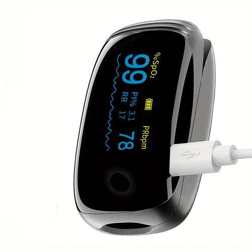 FDA Cleared - VROVIRE Rechargeable Pulse Oximeter Fingertip Oxygen Monitor Fingertip with SpO2 Pulse Rate And PI RR OLED Precision Fast Oximeter SpO2 Reading Outdoor Sports Home (Black)