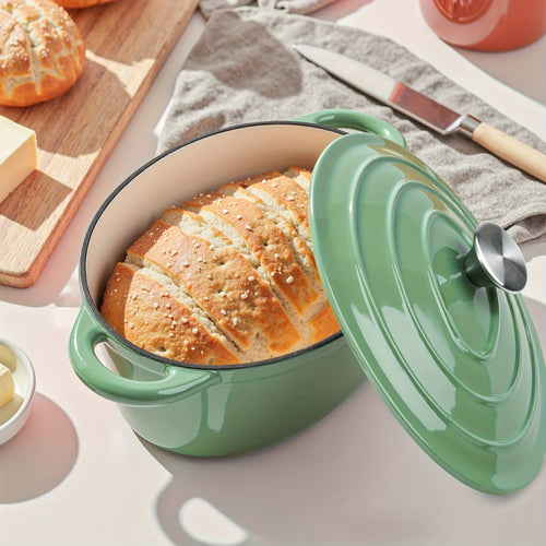 Cast Iron Dutch Oven with Enamel Coating 4.5QT - Lid & Dual Handles, Even Heat Distribution for Bread Baking, Slow Cooking, Roasting & Braising, Works on All Stovetops & Oven