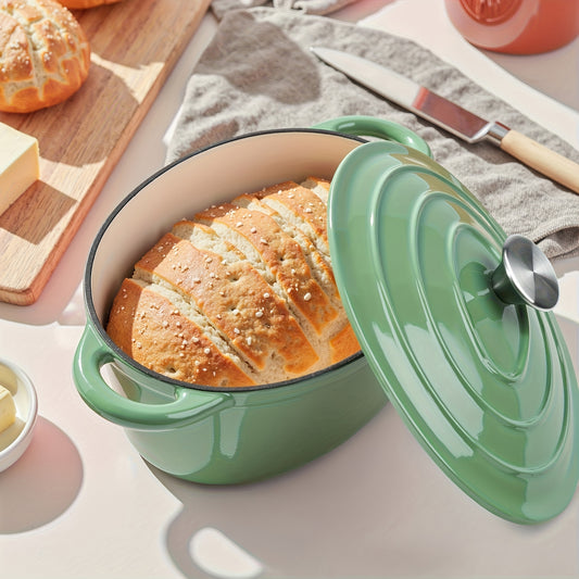 Cast Iron Dutch Oven with Enamel Coating 4.5QT - Lid & Dual Handles, Even Heat Distribution for Bread Baking, Slow Cooking, Roasting & Braising, Works on All Stovetops & Oven