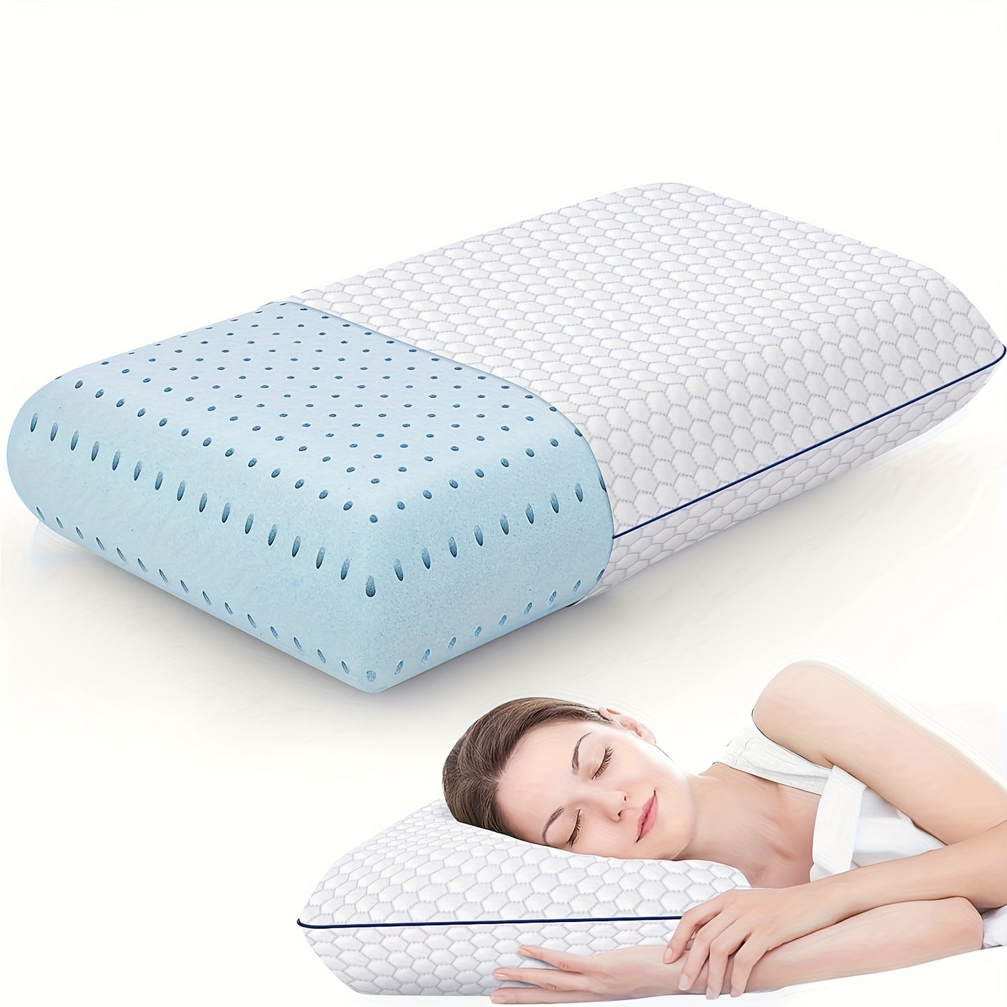 1pc Pillows for Side, Back and Stomach Sleepers, Bed Pillow with Washable Cover and Breathable Mesh, Bed Pillow for Sleeping (Standard Size)