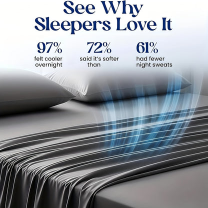 4pcs Bamboo Blend Cooling Bed Sheet Set - Kids Ultra Soft Breathable Sheets With Deep Pocket Fitted Sheet (18"-24" Height), Children, 2200 TC Cooling Fabric, Shrink & Wrinkle Resistant, For All-Season Comforter Fit, Hotel Luxury Christmas Gift