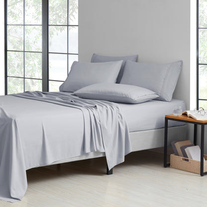 Bibb Home 2000 Thread Count 6 Piece Bamboo Sheet Set – Summer Satin Cooling, Deep Pocket, 6-Pc Egyptian Luxury, Bonus Pillowcases