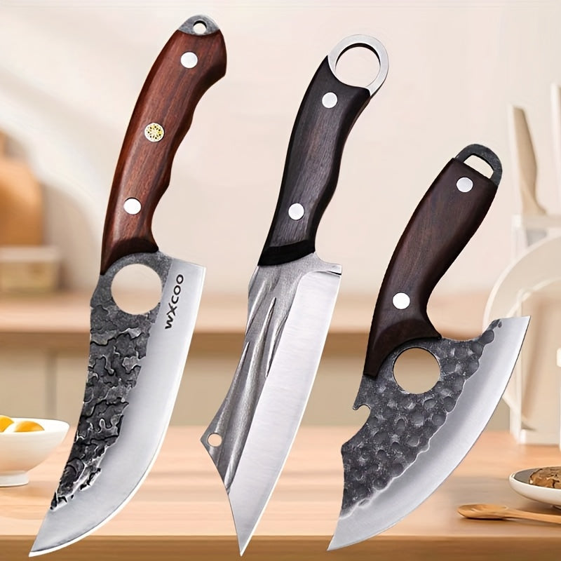3/4pcs, Kitchen Chef Knife Set, Barbecue Knife Utility Knife Stainless Steel Boning Knife Professional Vegetable Chopper Fish Knife Mini Knife Cheese Pizza Small Pocket Knife For Kitchen Convenience