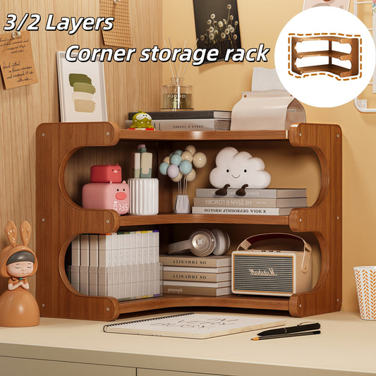 3/ 2Layers Space-Saving Corner Desk Shelf Organizer, Ideal for Home Office, Bedroom, Living Room - Sturdy Construction, Easy-Clean Surface, Ideal for Plants, Books, Stationery, Decor - Modern Minimalist Decor, Desk Decor, Space Saver, Workspace