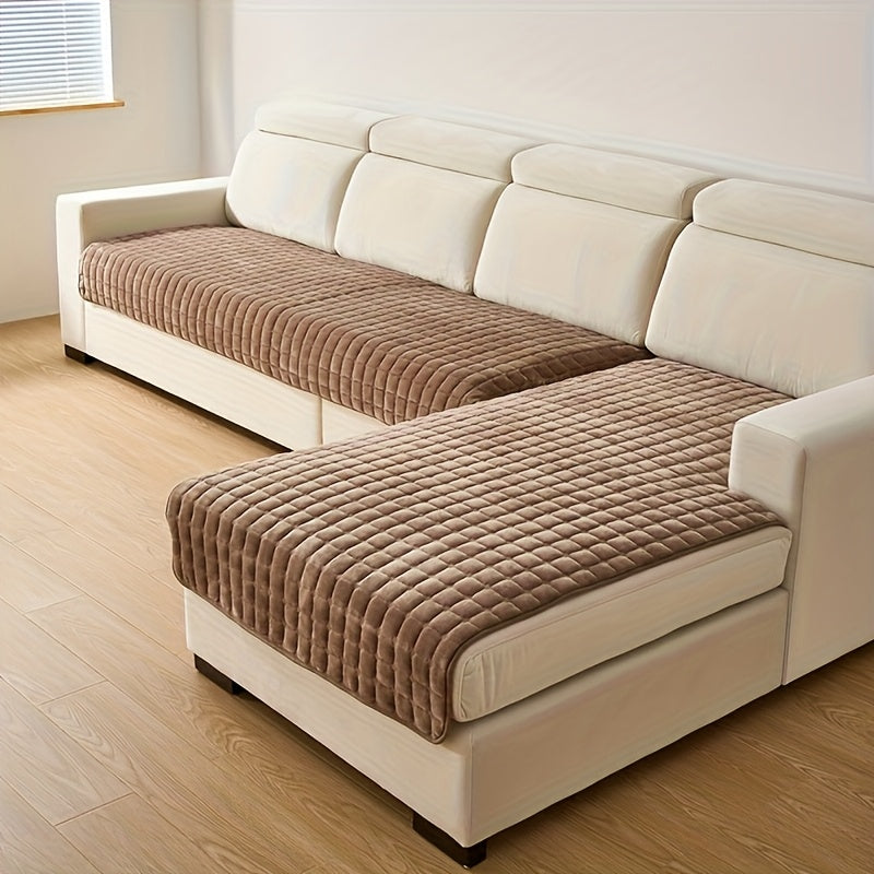 2pcs Luxurious Quilted Flannel Velvet Sofa Cover, Soft And Durable Furniture Protector, All-season Use, Pet-friendly, Machine Washable for Bedroom Living Room Office Home Decor, Living Room Sofa Cover