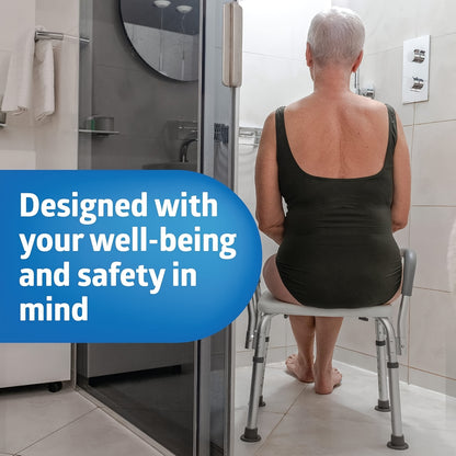 Heavy-Duty Shower Chair with 350 lb Weight Capacity - Adjustable Bath Seat, Non-Slip Base & Padded Armrests/Back - Lightweight Frame Bathtub for,, for inside Shower Use (Easy Assembly)