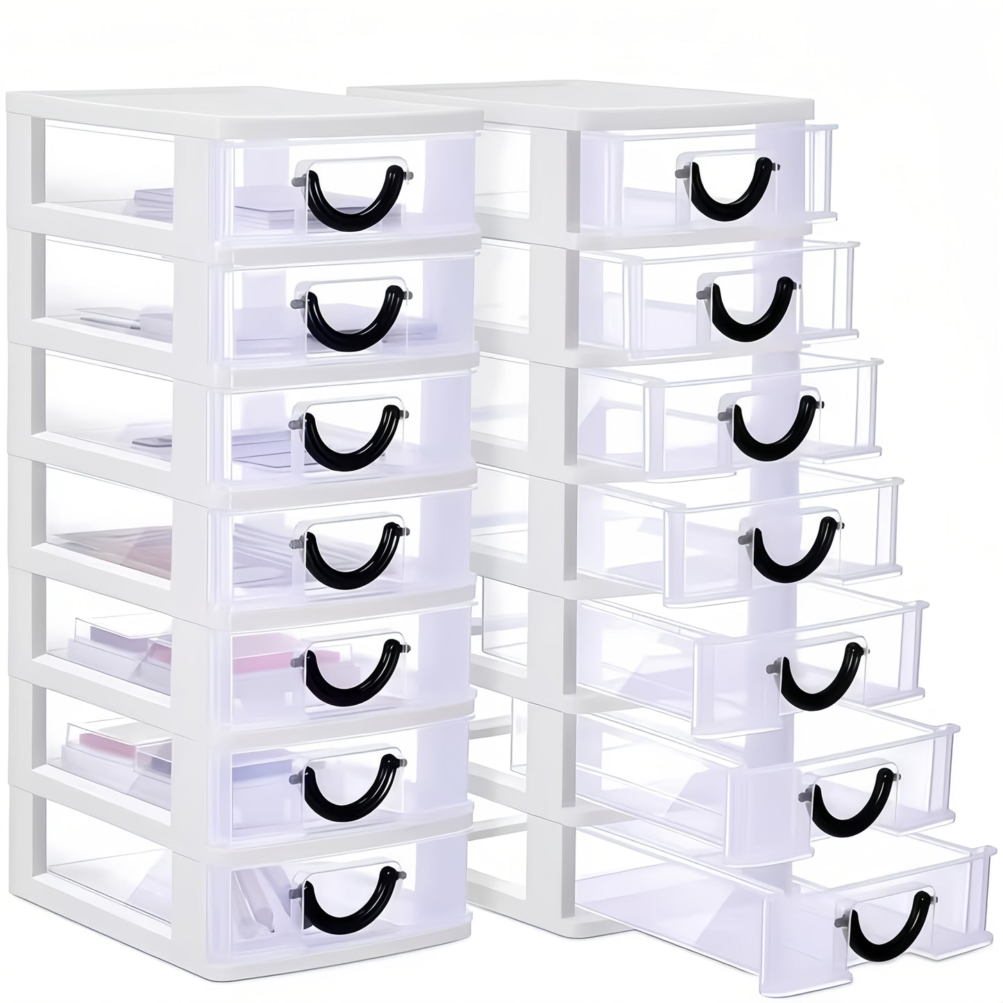 7-Drawer Desktop Organizer Clear Front Drawers Heavy-Duty Plastic Storage Box for Home Office, Jewelry, Craft & Small Parts – Space-Saving Compact Design