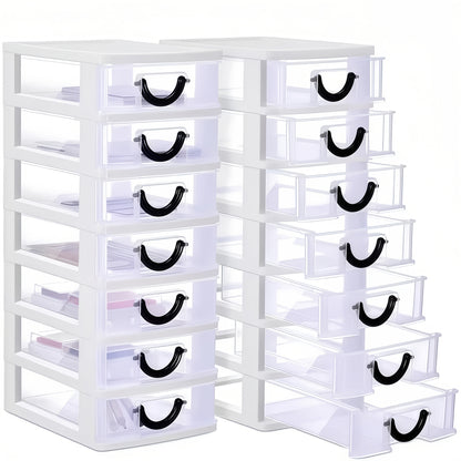 7-Drawer Desktop Organizer Clear Front Drawers Heavy-Duty Plastic Storage Box for Home Office, Jewelry, Craft & Small Parts – Space-Saving Compact Design
