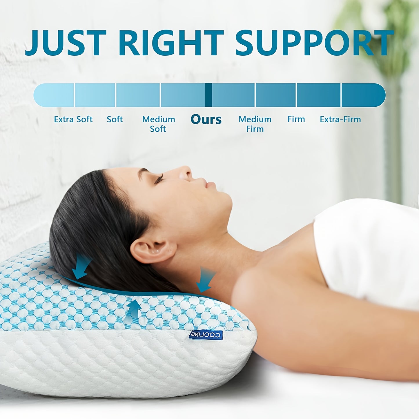 2-Pack Hotel Quality Non-Collapsing Down Alternative Cooling Pillows | King Size, Polyester and Viscose Cover, Memory Foam Filling, Machine Washable