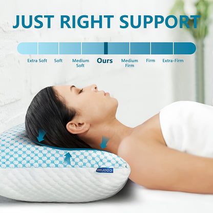 2-Pack Hotel Quality Non-Collapsing Down Alternative Cooling Pillows | King Size, Polyester and Viscose Cover, Memory Foam Filling, Machine Washable