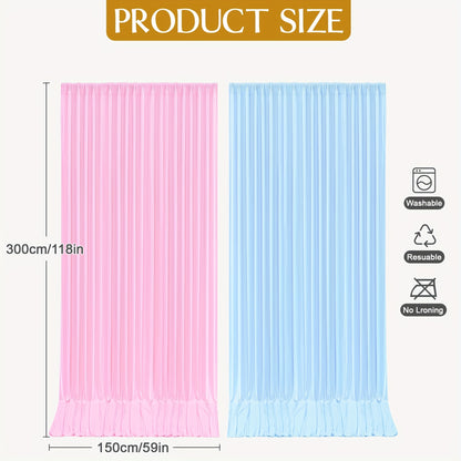 4 Pack 5x10 Feet Elegant Heavyweight Nonwoven Blackout Backdrop Curtain - Durable & Wrinkle-Resistant, Smooth Hanging - For Wedding, Birthday, Baby Shower Party Decor Photography Background