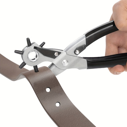FORICOM Belt Hole Puncher Kit, Upgraded Version Leather Hole Punch for Belt, Saddles, Shoes, Fabric, DIY & Craft Projects, 6 Holes Heavy Duty Rotary Puncher, Easily Punches Perfect Round Holes