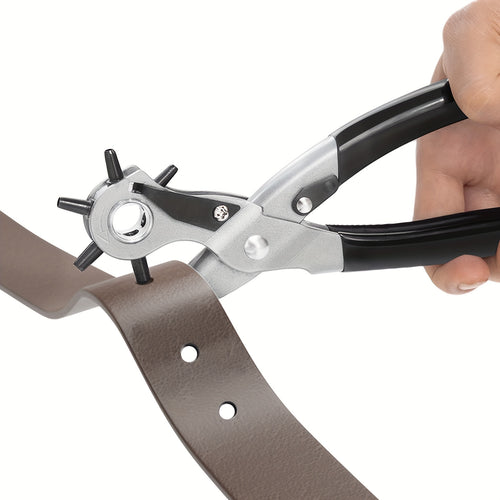 FORICOM Belt Hole Puncher Kit, Upgraded Version Leather Hole Punch for Belt, Saddles, Shoes, Fabric, DIY & Craft Projects, 6 Holes Heavy Duty Rotary Puncher, Easily Punches Perfect Round Holes