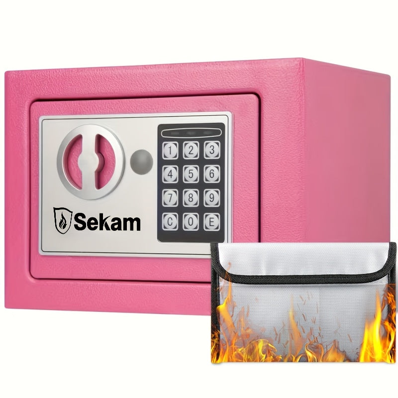 Heavy-Duty Fireproof Steel Safe With Cash Bag - Secure Home Safe Box With Keypad & Key Lock, Ideal For Storing Money, Documents, And Valuables (Black)Valentine'S Day