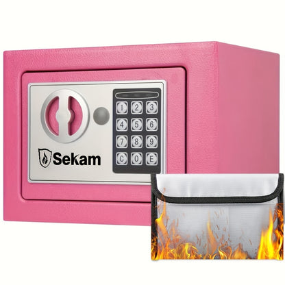 Heavy-Duty Fireproof Steel Safe With Cash Bag - Secure Home Safe Box With Keypad & Key Lock, Ideal For Storing Money, Documents, And Valuables (Black)Valentine'S Day