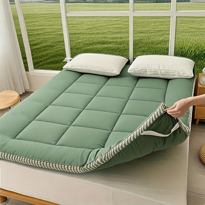 Fluffy Mattress Topper - Flannel Bubble Breathable Fiber Filling Folding Roll Up Mattress Sleeping Pad, Comfort 2.36-3.15inch Thickness Quilted Mattress Topper for Sleeping