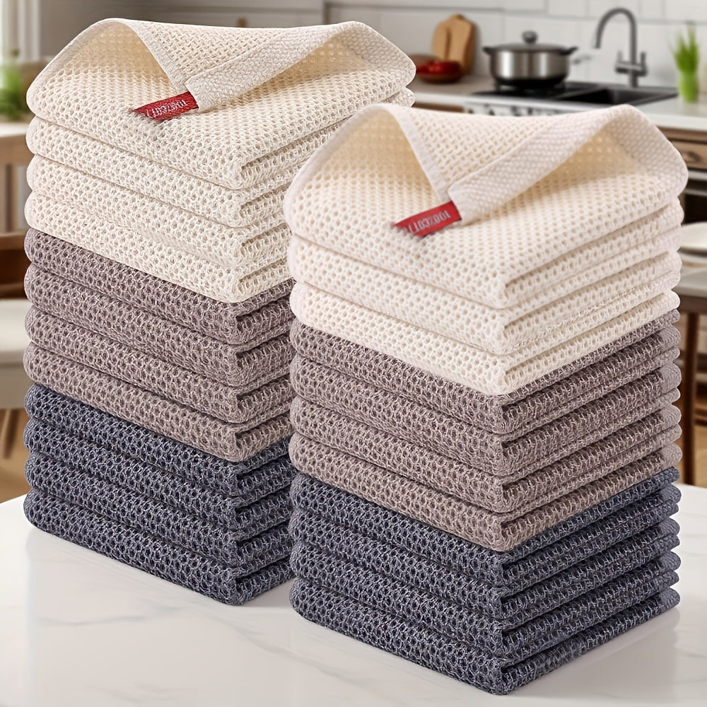 23pcs 100% Cotton Waffle Weave Kitchen Dish Cloths, Ultra Soft Absorbent Quick Drying Dish Towels, 12 X 12 Inches, Great for Cooking, Cleaning And Wiping Hands, Kitchen Decor And Accessories.