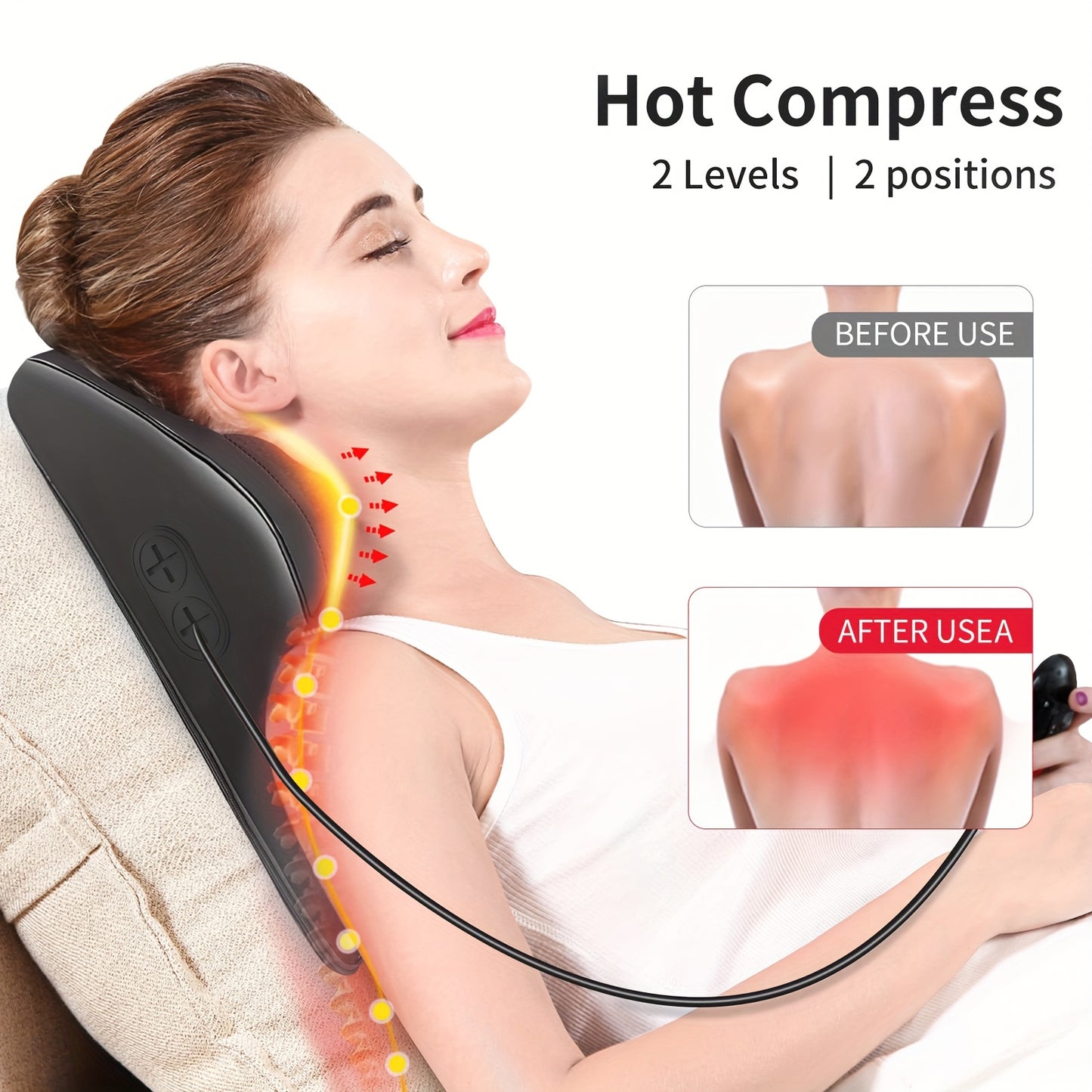 MASSTECK Shiatsu Back Massager with Heat, Deep Tissue for Neck, Shoulders And Back, 3 Massager Modes And 2 Heating Levels, 3D Kneading Massage for Body, Massager Gifts for Mom, Dad, Women