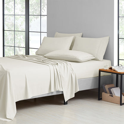 Bibb Home 2000 Thread Count 6 Piece Bamboo Sheet Set – Summer Satin Cooling, Deep Pocket, 6-Pc Egyptian Luxury, Bonus Pillowcases
