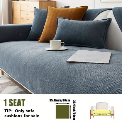1pc of Pet-Friendly Chenille Ribbed Sofa Cover That Is Non-Slip And Machine Washable, Made from Soft Stretch Fabric Suitable for 2, 3, Or 4-Seater And Sectional Sofas. It Enhances Contemporary Home Decor in Living Rooms, Bedrooms, And Offices