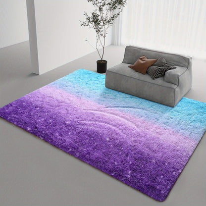 Area Rug Plush Mat Non-Slip Gradient Design Machine Washable Living Room Bedroom Rug Multi-Color Large Size Soft Polyester Floor Mat Home Decor Accent