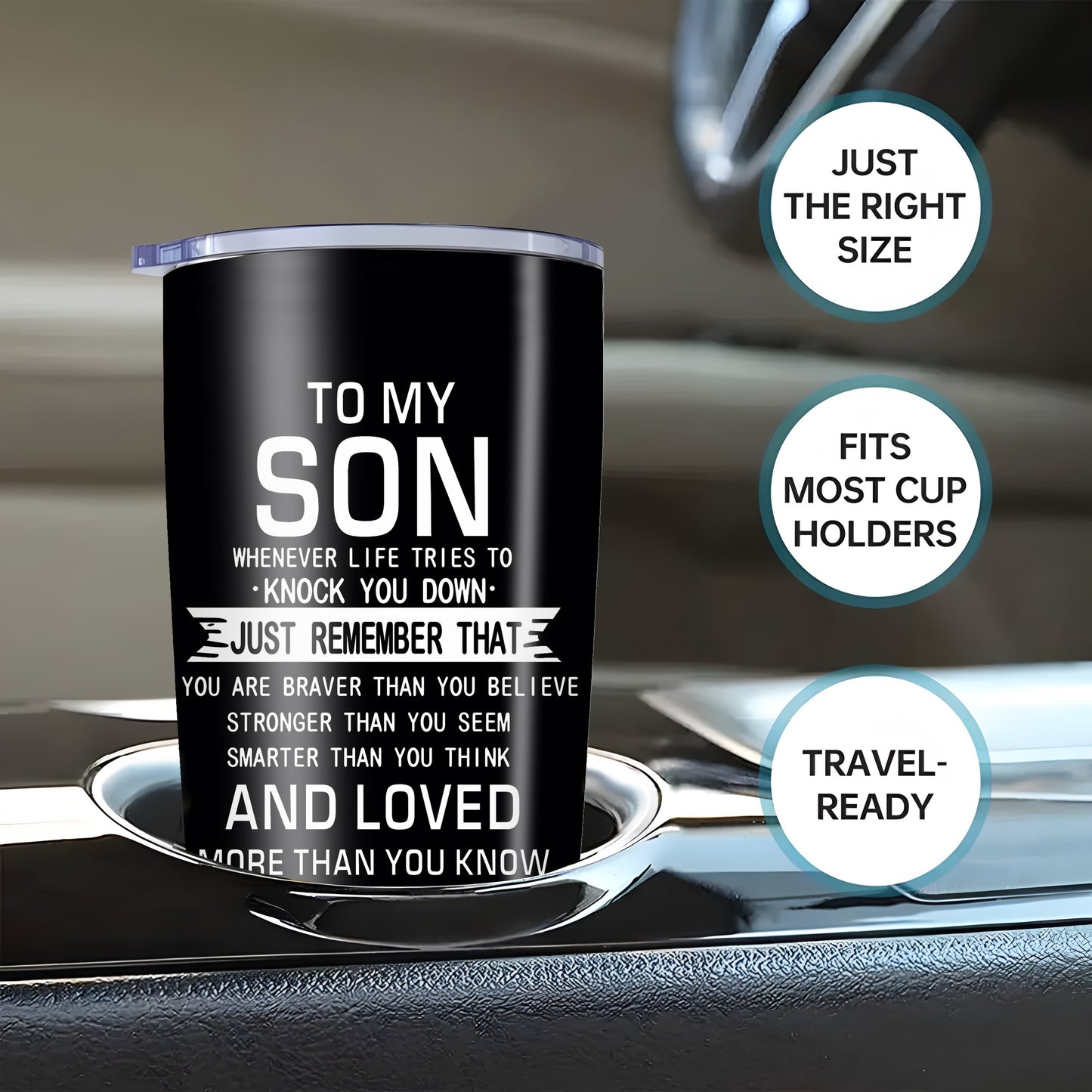 1pc 20oz Back to School Gift for Son Tumbler From Mom, Inspirational Encouragement Quote Travel Mug, College Dorm High School Moving Away Present for Young Men, Insulated Stainless Steel Car Cup