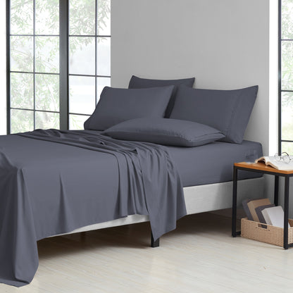 Bibb Home 2000 Thread Count 6 Piece Bamboo Sheet Set – Summer Satin Cooling, Deep Pocket, 6-Pc Egyptian Luxury, Bonus Pillowcases