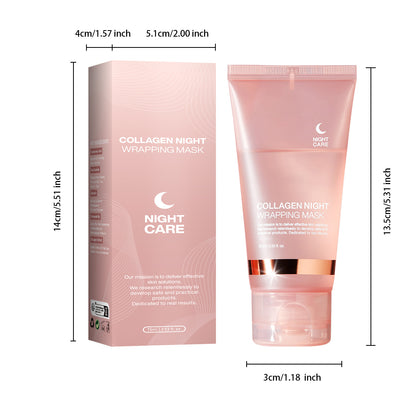 Collagen Night Mask with Brush Overnight Face Mask Hydrating Anti-Aging Sleeping Mask Elasticity Repair Skin Care for All Skin Types