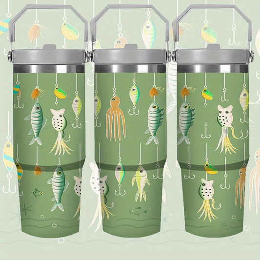 Insulated Travel Mug 30oz with Handle & Straw Stainless Steel Coffee Tote Tumbler Keeps Hot Cold Drinks Gift for Women Mom Wife Birthday Graduation Father's Day