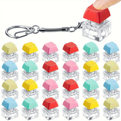 20 Keyboard Anxiety Keychains, Suitable for Adults, Finger Tip Key Caps, Used as Relax Gifts, Multiple Party Favor Packs