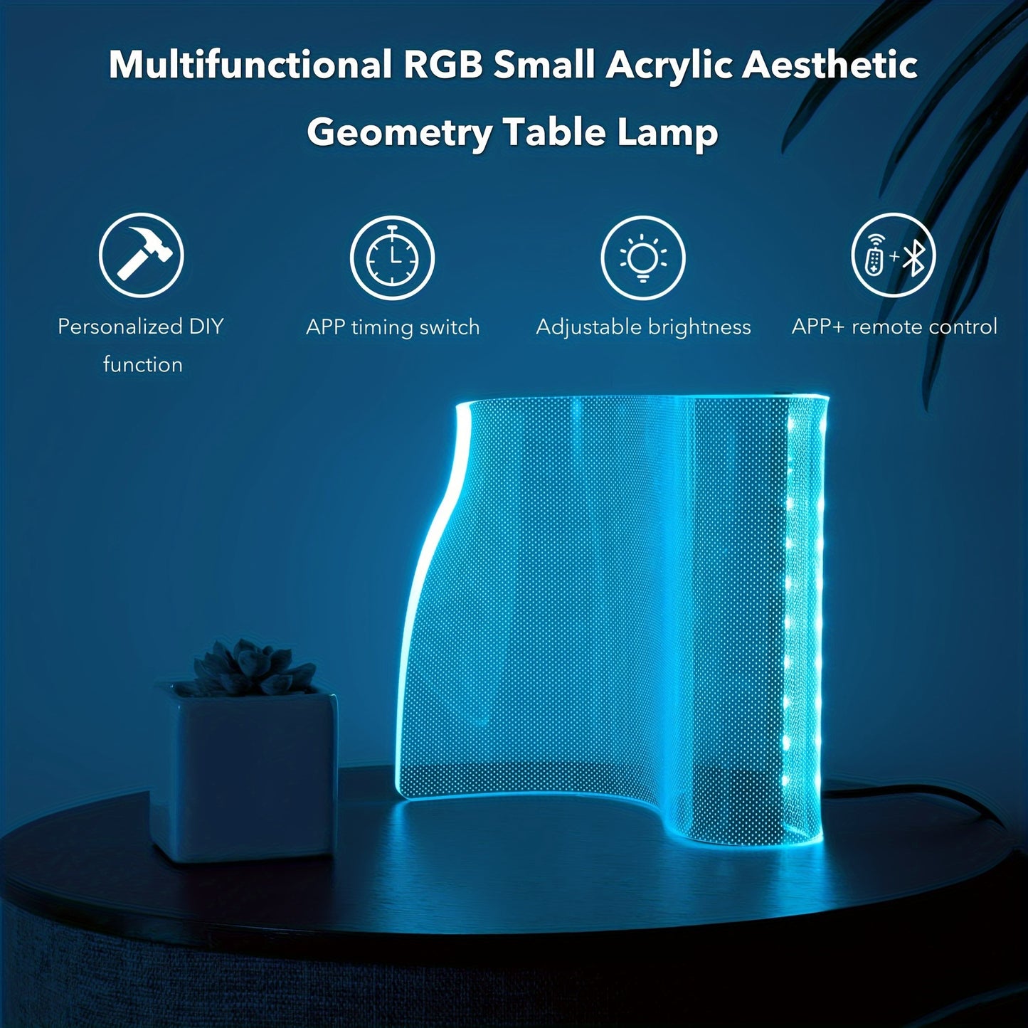 Table Lamp LED, RGB Desk Lamp, Modern Bedside Lamps for Futuristic Ambient Mood Lighting, Unique Gaming Light with Smart APP&Remote Control Dimmable, for Room Decor, Concerts, Dance, Office, Gift