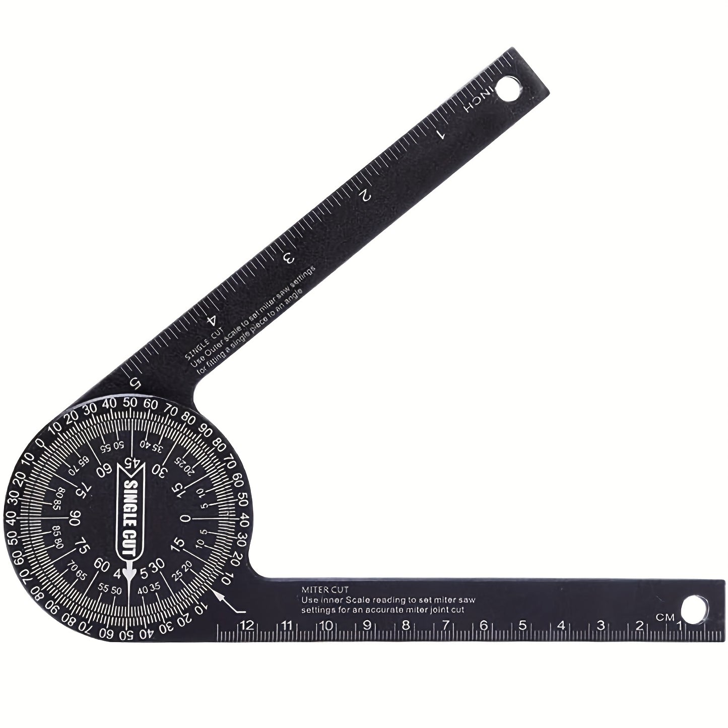 Miter Saw Protractor, 2-in-1 Professional Miter Angle Finder, 7-Inch Aluminum Protractor Angle Finder Featuring Precision Laser-Inside & Outside Miter Angle Finder for Carpenters, Plumbers and All Building Trades (Black)