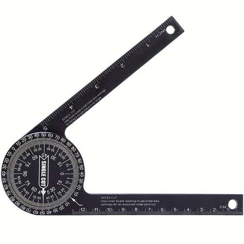 Miter Saw Protractor, 2-in-1 Professional Miter Angle Finder, 7-Inch Aluminum Protractor Angle Finder Featuring Precision Laser-Inside & Outside Miter Angle Finder for Carpenters, Plumbers and All Building Trades (Black)