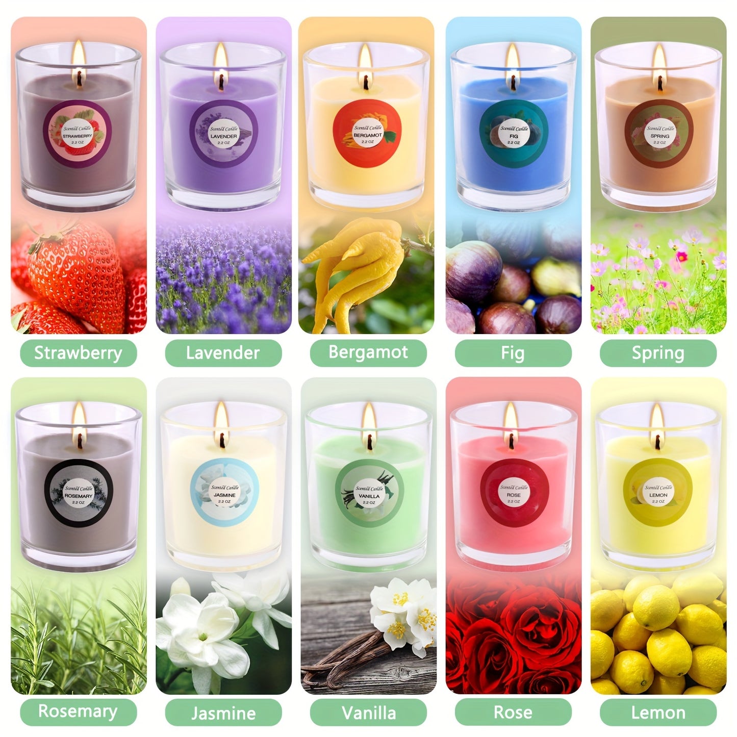 20 Packs Of Scented Candles, 10 Scents, Soy Wax Glass Jar Candles, Strongly Scented Candles Gift Set For Ladies Birthday, Mother'S Day, Christmas, Valentine'S Day, Etc.