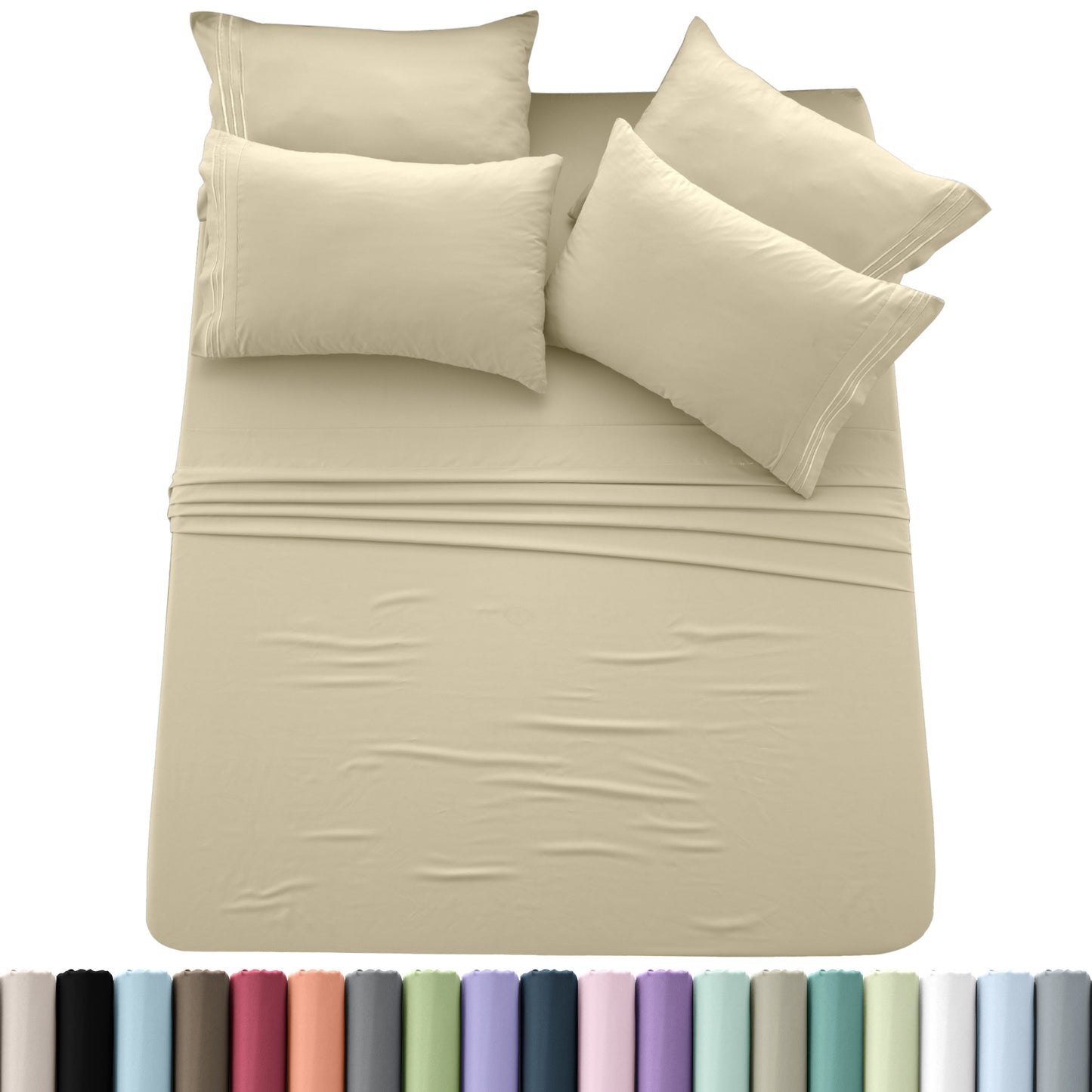 Hannah Bedding 6-PieceSheet Set – Soft Brushed 100% polyester, 20 Vibrant Colors, 6 Different Sizes – Stylish, Comfortable & Fade-Resistant