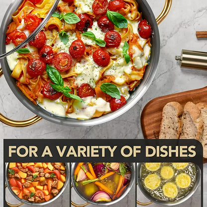 [Non-stick Cookware Set] Stainless Steel Cookware Set, 13/11/1pc Non-stick Cookware Set, Non-toxic, Dishwasher And Oven Safe, Suitable for Frying, Boiling, And Stir-frying, Ideal for Kitchens And The Catering Industry -Kitchen Cookware Set