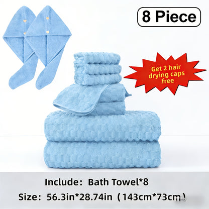 8/4pcs Bath Towel Set - 56.3"x28.74" Microfiber Bath Towels, Ultra-Soft Quick-Dry, Skin-Friendly, Random Color 4pcs Set, Multi-Color Combo (Pink, Light Blue, Dark Gray) - Luxury Spa-Quality Bath Towels for Home, Family, Or Gifting - Modern Coastal