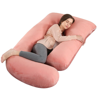 60-inch J-Shaped Full Body Pillow, Maternity Pillow, Maternity Full Body Pillow with Velvet Pillowcase, Full Body Pillow with Back, Leg, And Tummy Support, Helps Ensure Adequate, Comfortable Sleep, Halloween And Christmas Gift