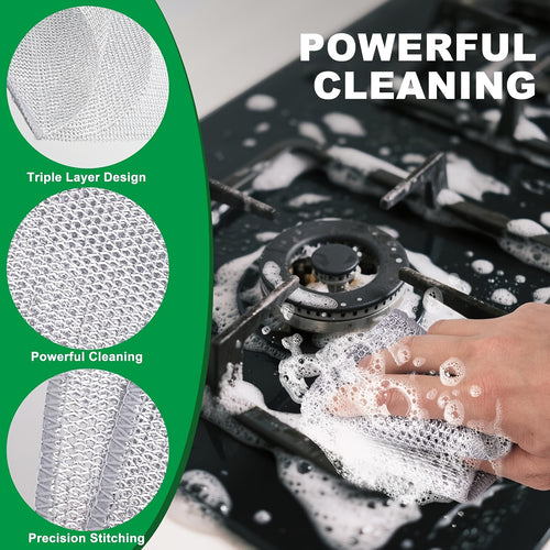 Pack of 100/50pcs Modern Stainless Steel Kitchen Scrubber, Scratch-Resistant Wire Cleaning Cloth, Reusable Napkins for Wet And Clean Dishes, Pots And Pans, Kitchen Supplies, Ball-Proof Christmas Gift, Cleaning Supplies