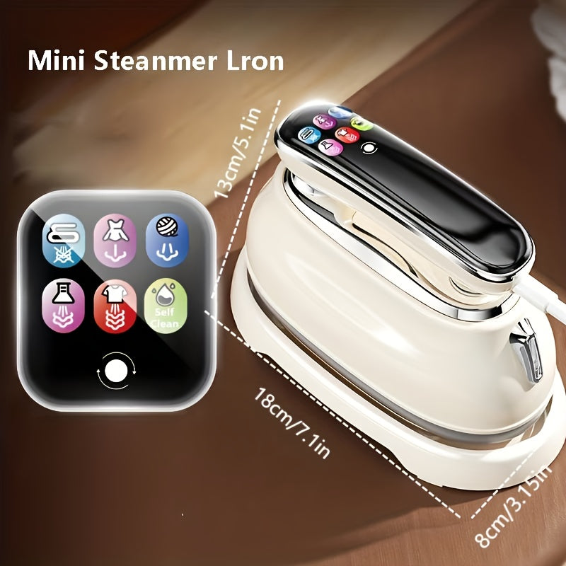 Smart Steam Iron Garment Steamer 2-in-1 1300W 5-Level Touchscreen Self-Cleaning Ceramic Soleplate 160ml Tank 5-Second Steam Horizontal Vertical Portable Home Travel White