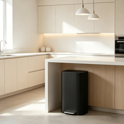 13 Gallon Trash Can, 5L/30/50 Liter Kitchen Garbage Can Fingerprint Proof Stainless Steel with Removable Inner Bucket And Hinged Lids, Pedal Rubbish Bin for Kitchen Home Office